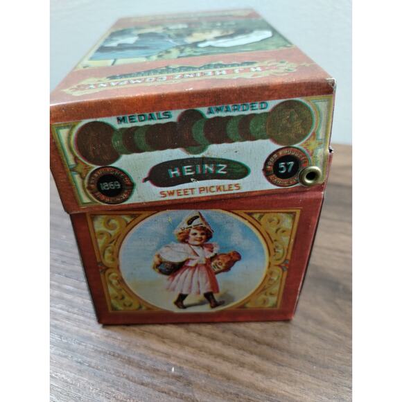 Vtg Heinz Recipe Receipt Tin Box Rustic Faded H J Heinz Co Factory (1) - Picture 5 of 6